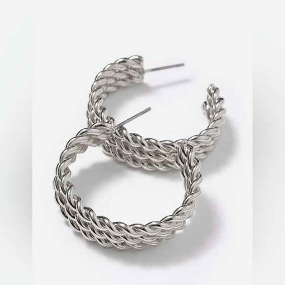 Triple Twist Hoop Earrings NWT - Picture 4 of 8